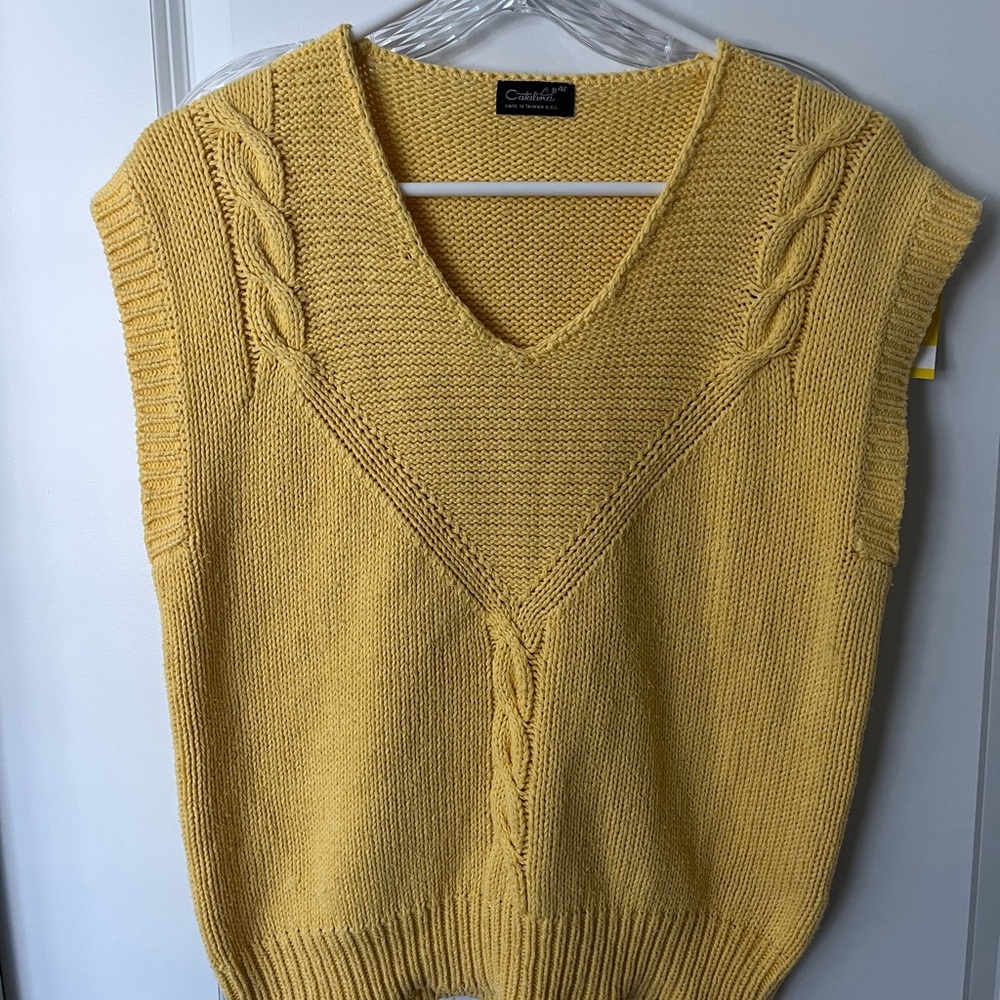 Women’s Yellow Cable Knit Sweater Vest